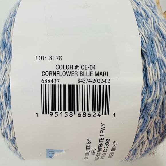 2 Macrame Colors Yarn by Loops and Threads Cornflower Blue Marl Yellow Marl - Picture 4 of 7